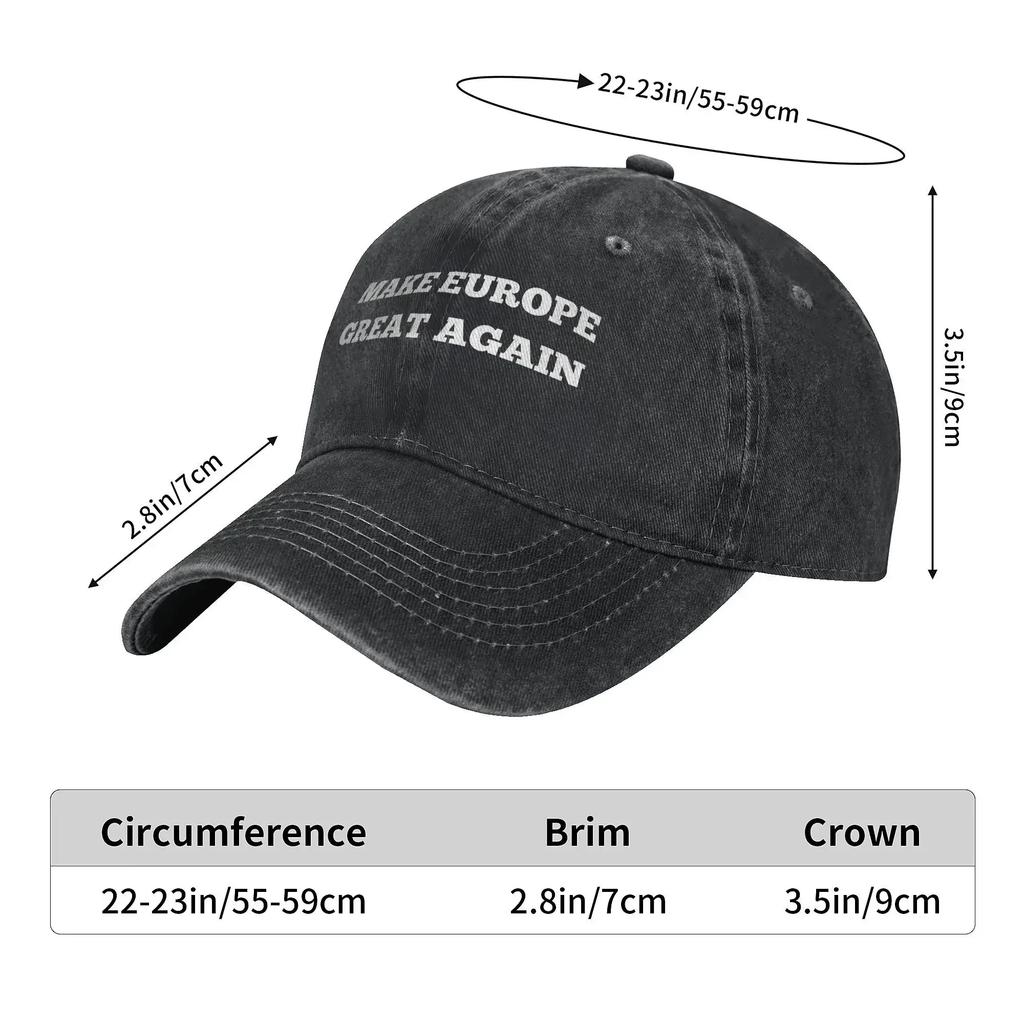 Make Europe Great Again Washed Baseball Cap Fashion Sun Trucker Hat Summer Couple Women Tennis Skate Baseball Caps