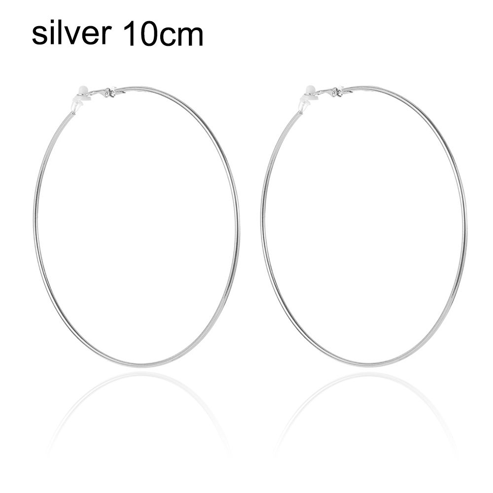 Пара ювелирных изделий золото серебро черный женская мода большой круг клипса на ухо без пирсинга серьги кольца