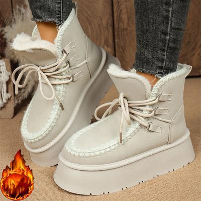 Мода 2025 Зимние ботильоны на толстом каблуке Женская модная лоскутная обувь Слипоны Зимние ботинки Женские Утепленные короткие плюшевые Теплые Ботас Мухер