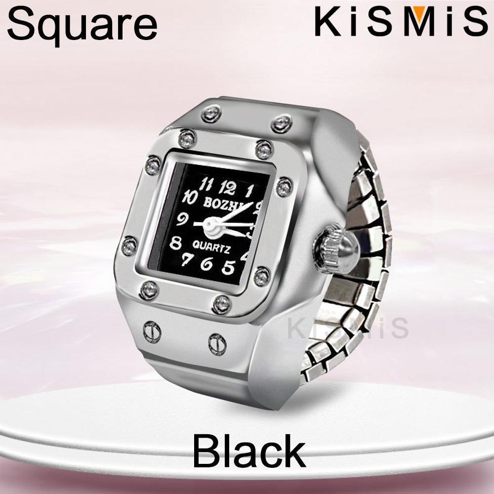 KISMIS 1PC Men's and Women's Square/Round Punk Ring Watch Quartz Watch Couple Gift Creative Electronic Watch