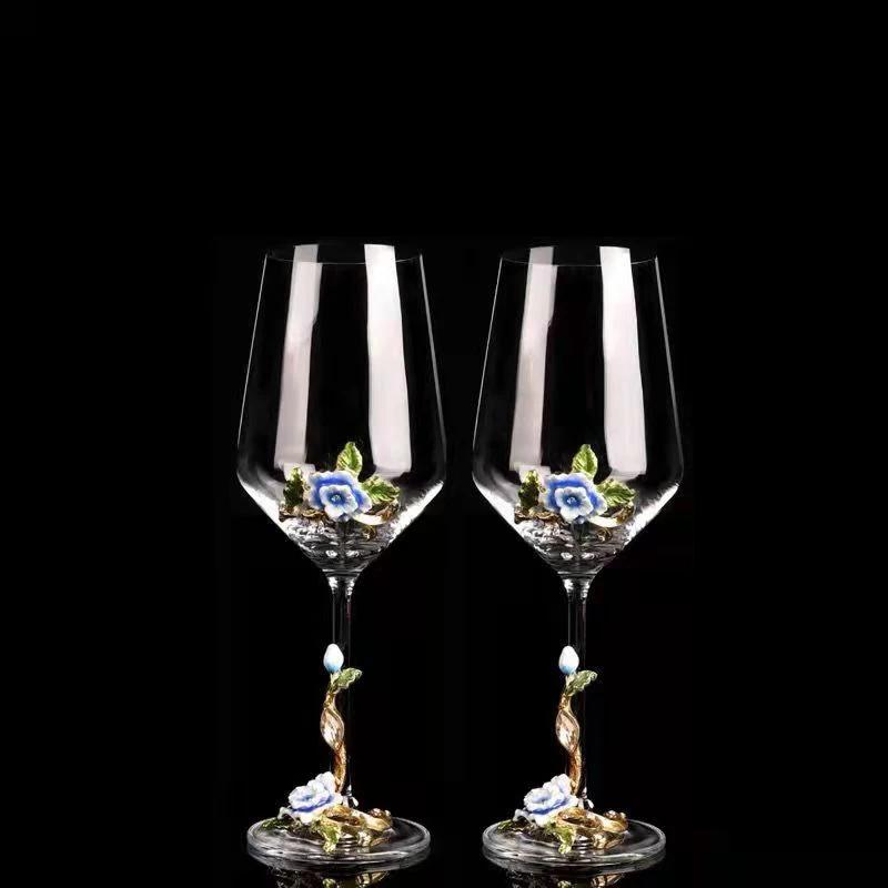 Enamel Crystal Glass Red Wine Cup Champagne Wine Glasses Luxury Glass Cups Wineglass Vintage Drinking Goblet Set Whiskey Barware