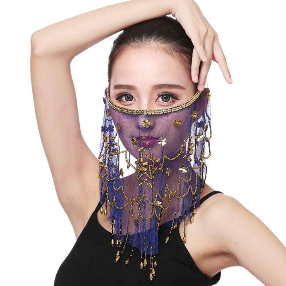 Party with Beaded Belly Dancing Veils Indian Belly Dance Veil Costumes Mesh Face Veil Face Veil