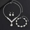Rhinestones Necklace Earring Bracelet Set Shiny Wedding Jewelry Set Bridal Jewelry Set  Party