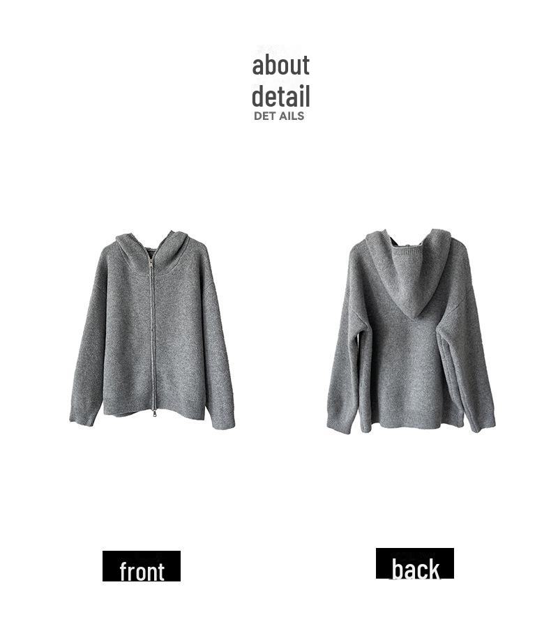 Juzhi 2024 осень ретро ленивый стиль высококачественный кардиган свитер куртка на молнии A58