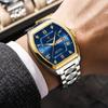 2024 New Curved Dial Men's Watch Waterproof Luminous Fashion Watch Calendar Steel Strap Tonneau Dial Watch