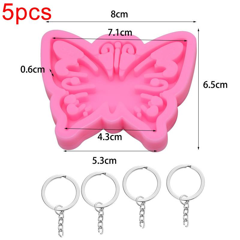 Силиконовая форма в виде бабочки, сердечко, лапка, брелок, подвеска, формы с 2 кольцами для ключей для украшения торта из шоколадных конфет своими руками