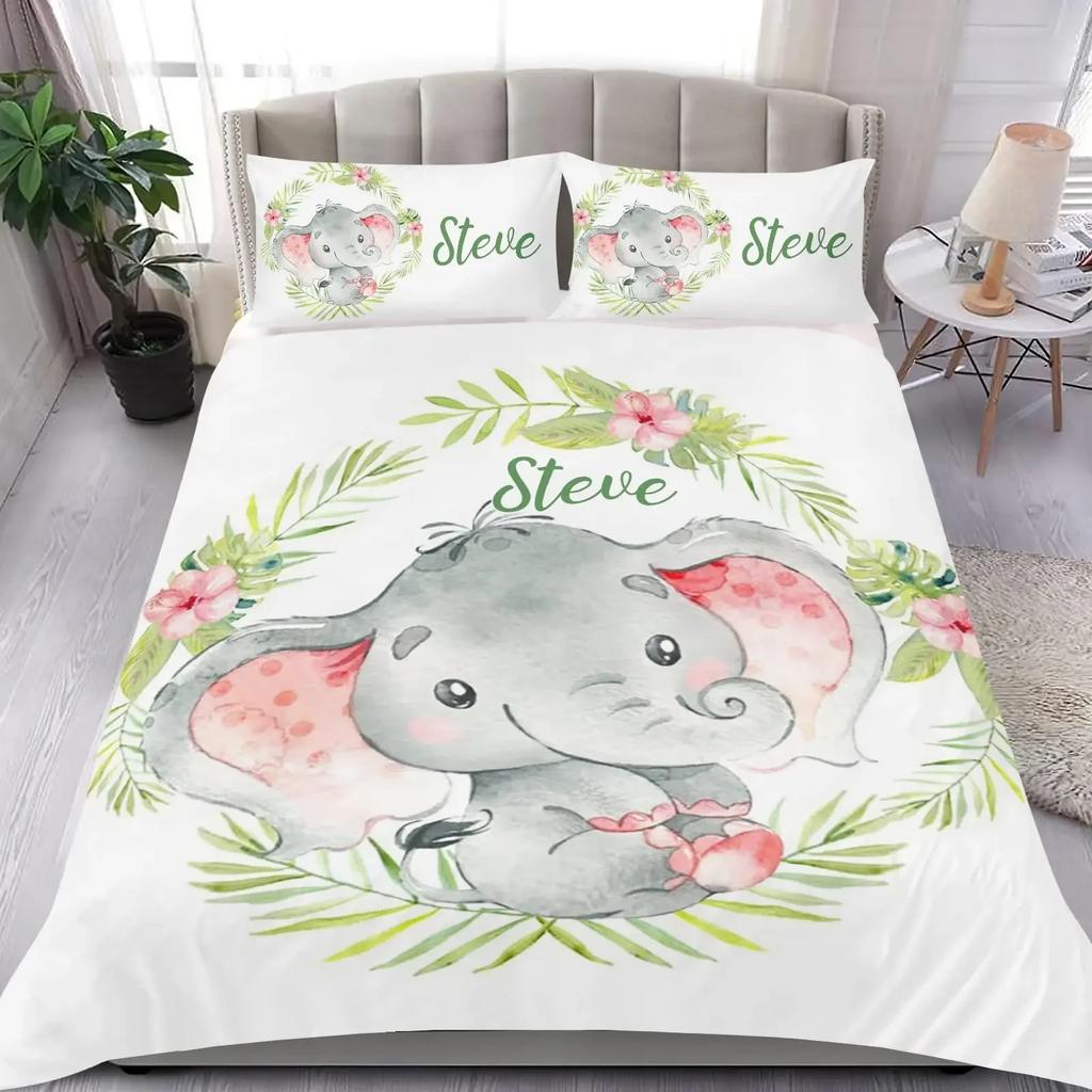 Custom Name Duvet Cover Set Cartoon Animals Unicorn Bedding Set Twin Full Queen King For Kids Girls Boys Birthday Wedding Gifts