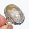 Natural Golden Rutile Gemstone Handmade 925 Solid Silver Jewelry Ring S.9 z7R14