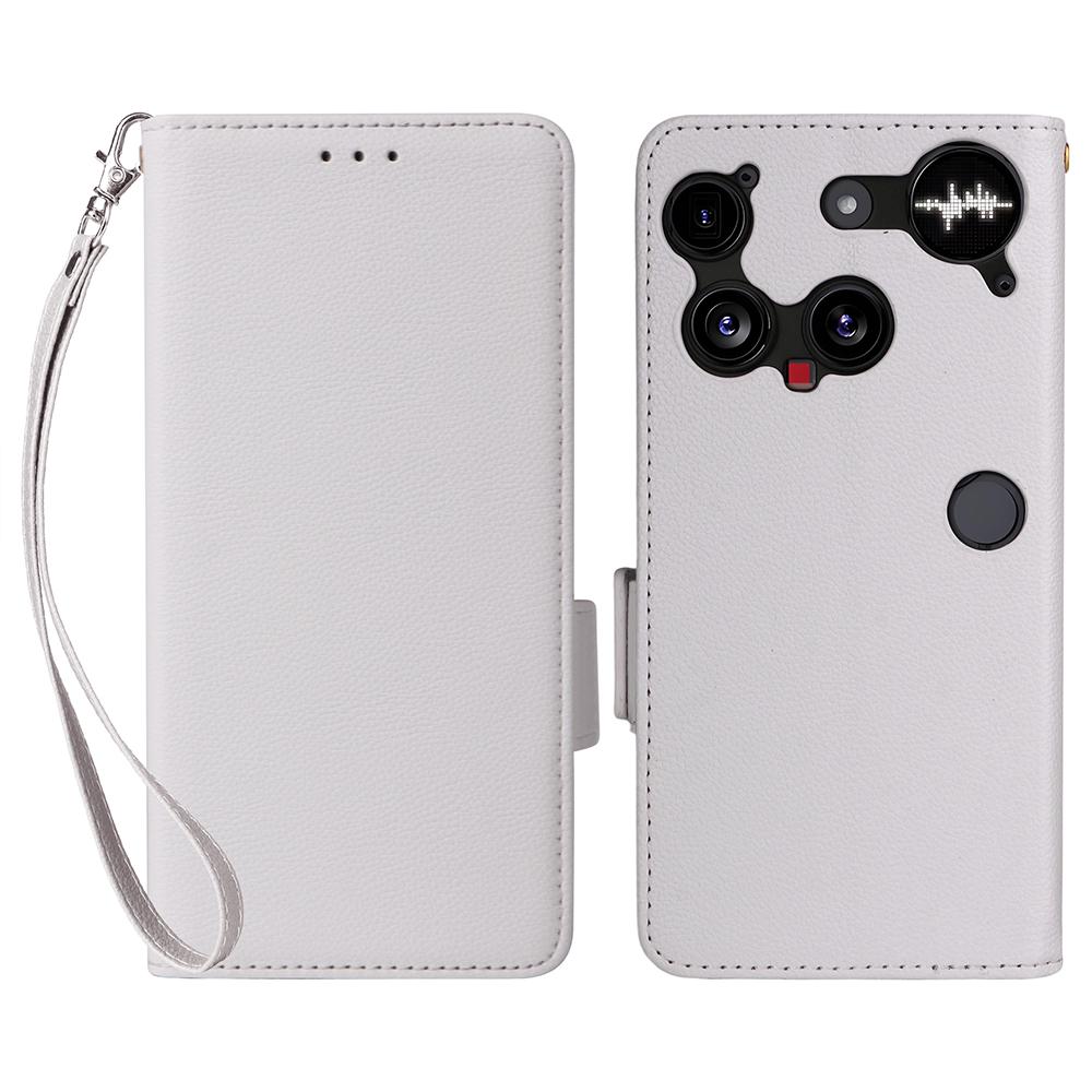 For Nothing Phone (3) 5G Case with Wrist Strap Litchi Texture PU Leather Wallet Phone Cover