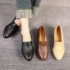 Весенне-осенние кожаные женские балетки - Туфли с острым носком и неглубоким вырезом, на танкетке и мягкой подошве, удобная обувь для мамы