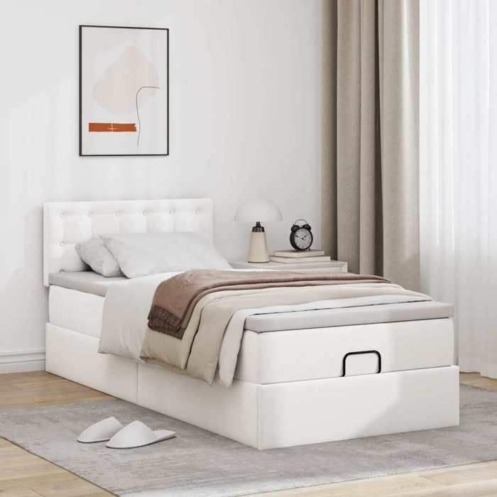 Maison Exclusive - Lit ottoman avec matelas blanc 100x200 cm similicuir