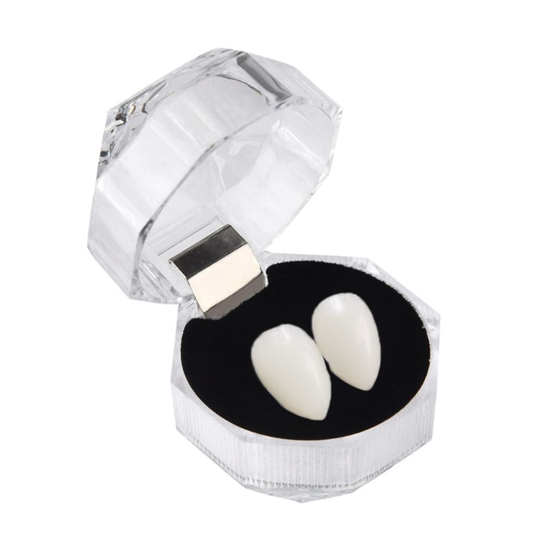 Halloween Vampire Teeth Environmentally Resin A Pair Horror Denture Props With Tooth Gel Easy Mount Cosplay Props Decor