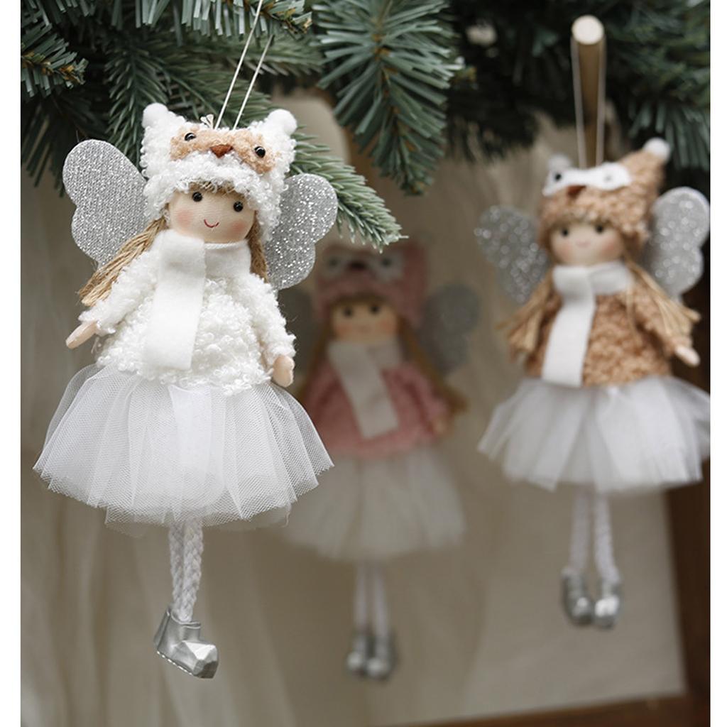 Рождественские плюшевые куклы-ангела для девочек, украшения, рождественская елка, подвеска, подвесное украшение для дома, новогодний декор, подарки для детей