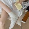 Women's Summer Thin Pure Cotton Poll Dot Crimped Boneless Tube Pile Socks