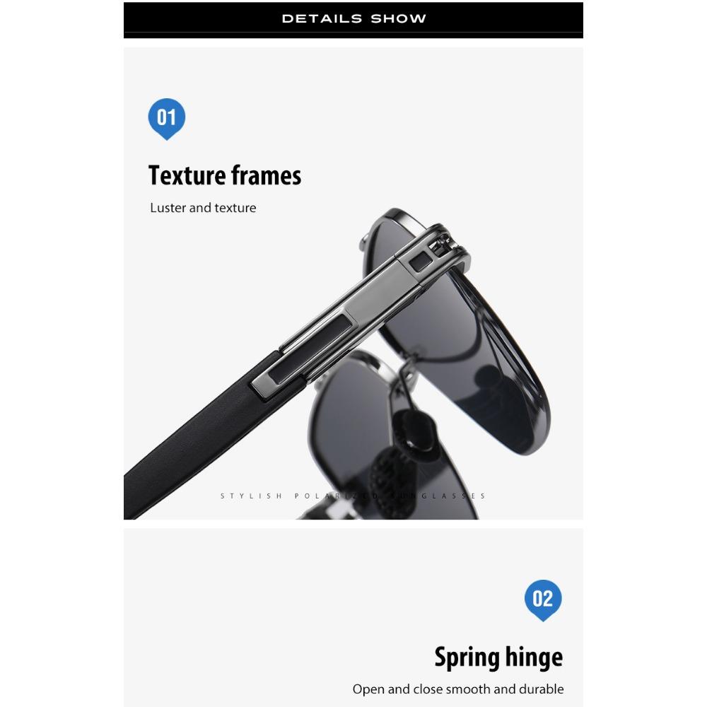 aoron Мужские поляризационные солнцезащитные очки без оправы, большая оправа, двухцветные металлические квадратные солнцезащитные очки