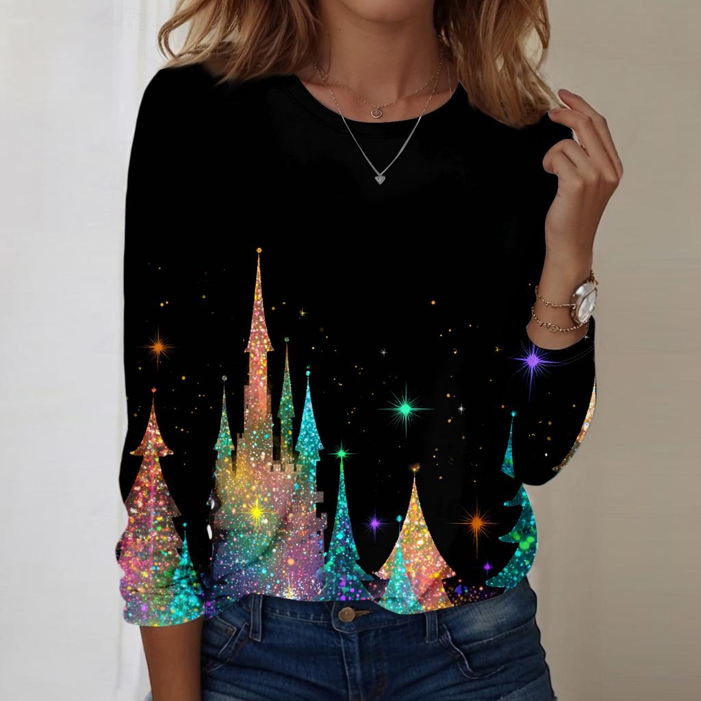 Long Sleeve Shirts For Women Cute Print Graphic Tees Blouses Casual Plus Size Basic Tops Pullover