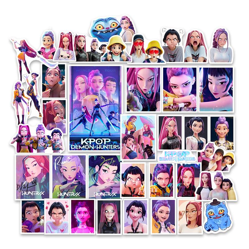 40 Pcs Anime Kpop Demon Hunters Stickers Demon Hunters Tiger Diy Stickers Scrapbooking Phone Luggage Skateboard Waterproof Decal