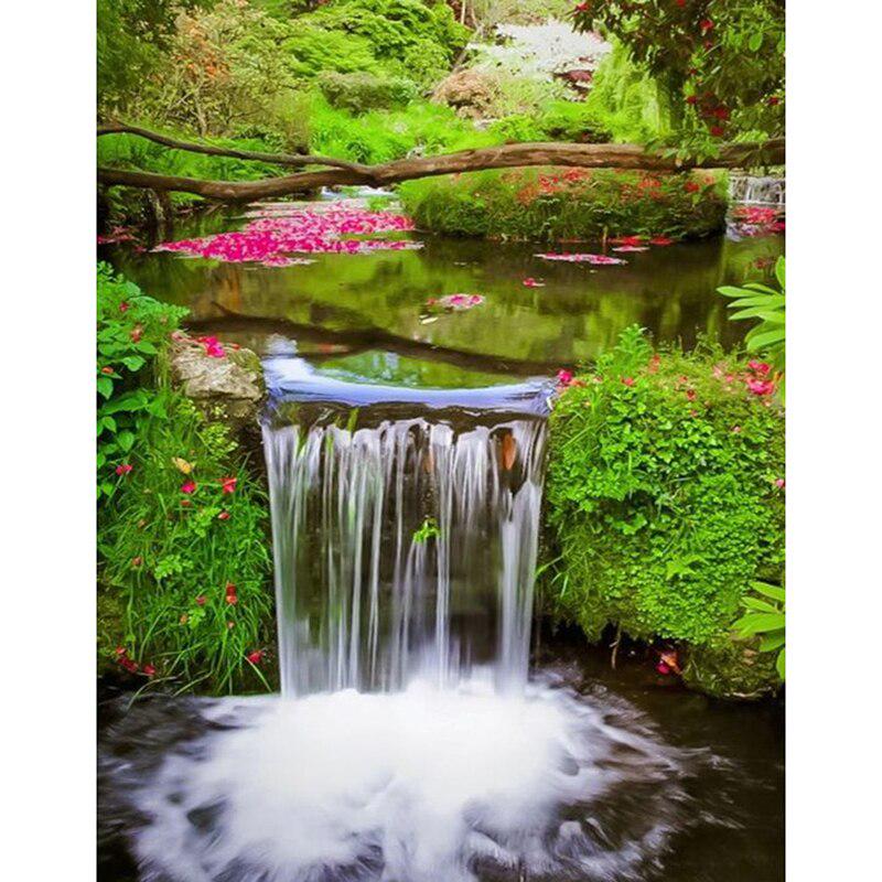 DIY 5D Алмазная картина Водопад Пейзаж Вышивка крестом Полный круглый дрель Пейзаж Алмазная вышивка Мозаика Домашний декор
