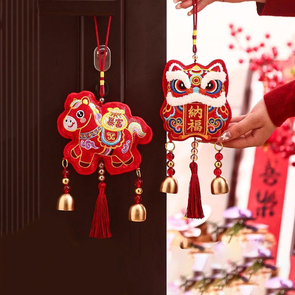Красный кулон-лошадь, вышитый, Год Лошади, подвесное украшение для гостиной
