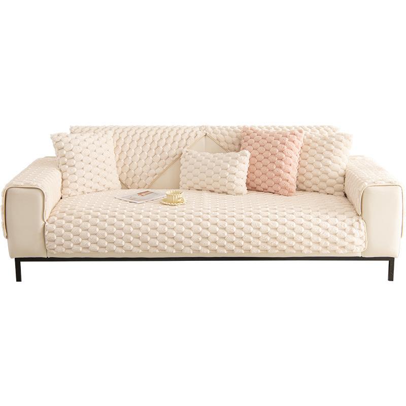 Зимний Толстый и Теплый Плюшевый Коврик для Дивана Скандинавский Минималистичный Противоскользящий Подушка для Сиденья Дивана Трехмерный Тисненый Противоскользящий Полный Комплект Ткань для Защиты от Пыли для Дивана