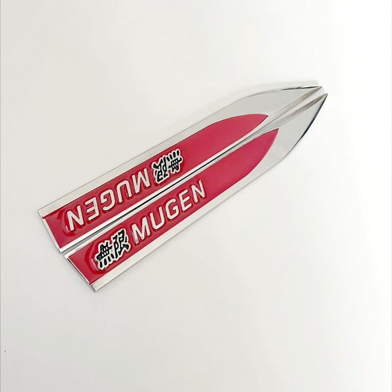 FIQ1 1Pairs 3D Metal Mugen Side Fender Emblem Badge Sticker Car Body Styling Accessories For Honda Civic Odyssey Accord CR-V FIT City
