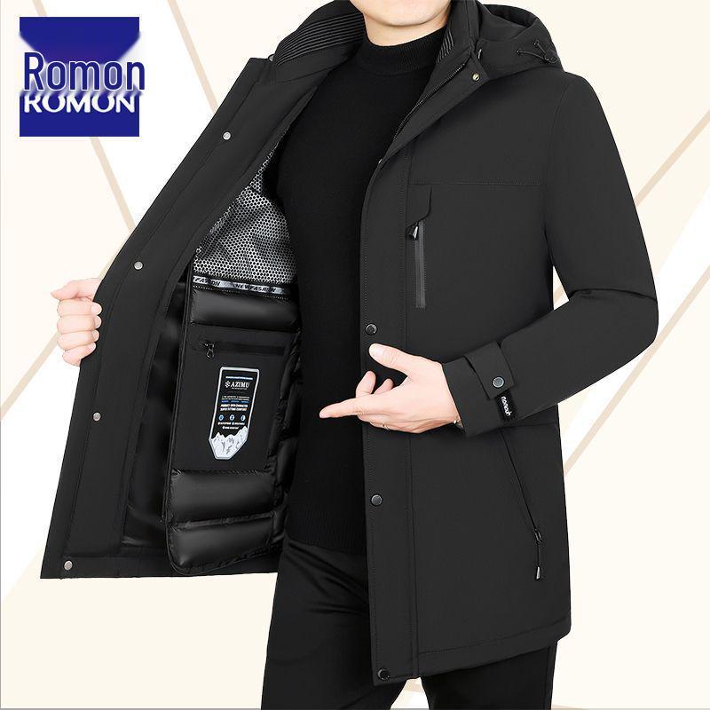 Romon Men's Mid-Length Thick Winter Goose Down Parka (2025 Edition)
