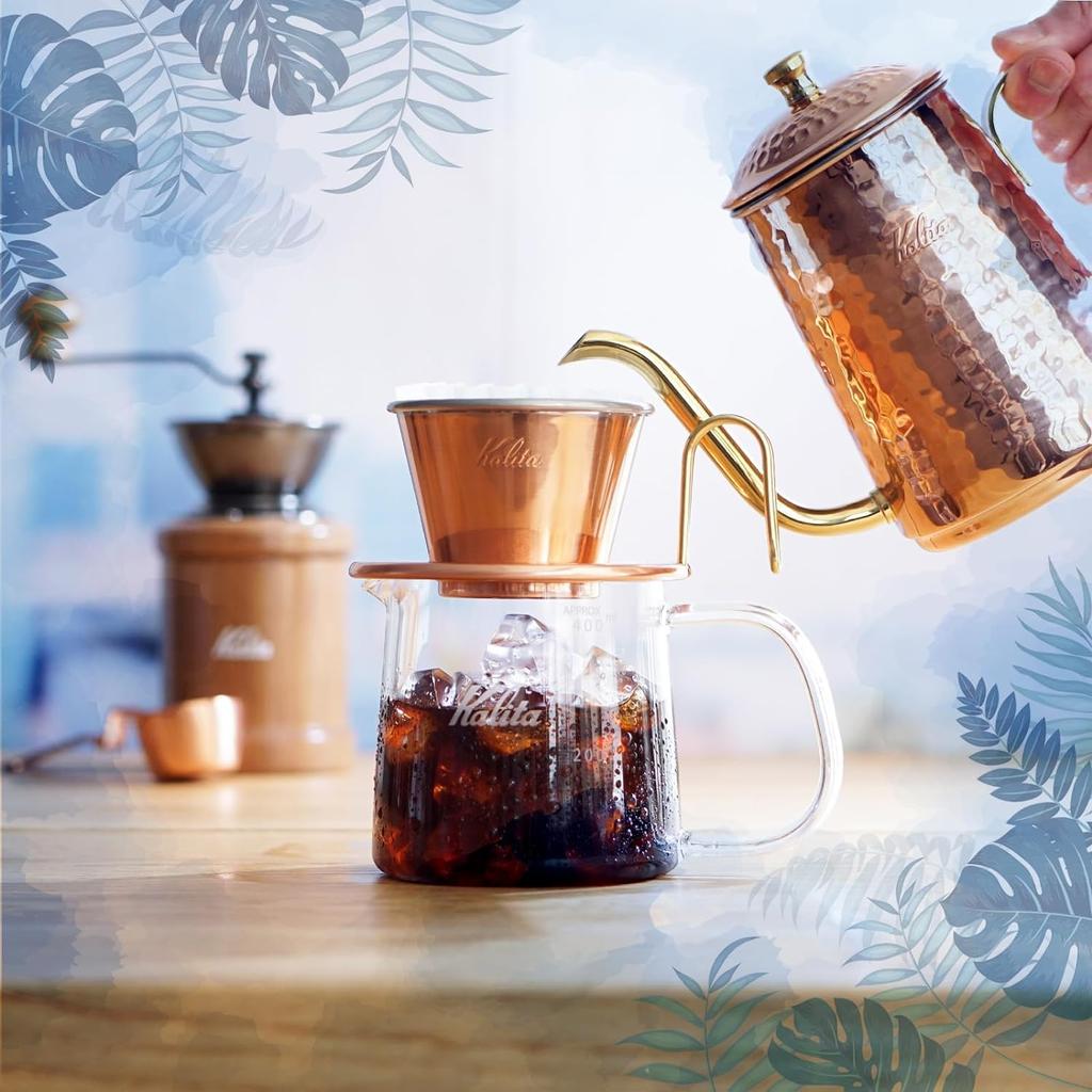 Kalita High Thermal Conductivity Copper Coffee Dripper Wave Series Handmade by Tsubame Artisans for People Made in Japan Drip Equipment For 2 People 4