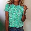 Летний топ с круглым вырезом и 3D абстрактным цветочным принтом, модная повседневная женская футболка с коротким рукавом