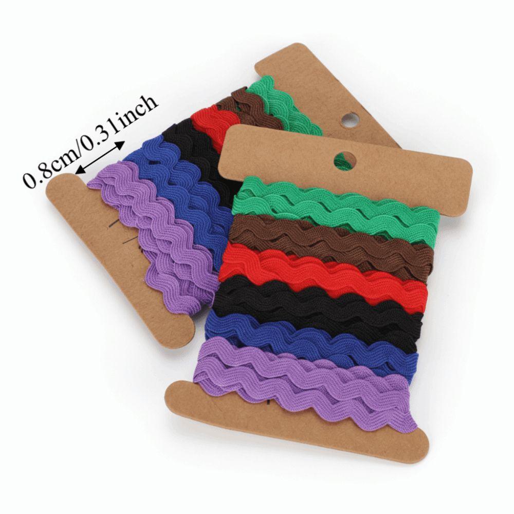 2pcs 8mm Width Wavy Lace Trim Color Ribbon Curved Belt Webbing Hand Made Rick Rack Trim For Sewing