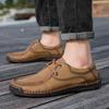 FashionHandmade Flats for Men High Quality Mens Casual Shoes Leather Moccasins Lace Up Men Business Shoes All-match Male Walking Shoes
