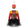 Kids Honour Guard Outfit Tutu Leotard Dress with Feather Hat Back Zipper for Cosplay