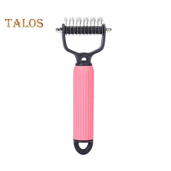 Расческа для распутывания шерсти домашних животных, ручная расческа для подшерстка собак и кошек, двухсторонние зубья из нержавеющей стали, щетка для ухода за шерстью и прореживания шерсти