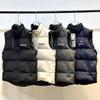 Чистый оригинальный unisex жилет из пуха черного гуся с воротником-стойкой и косыми карманами