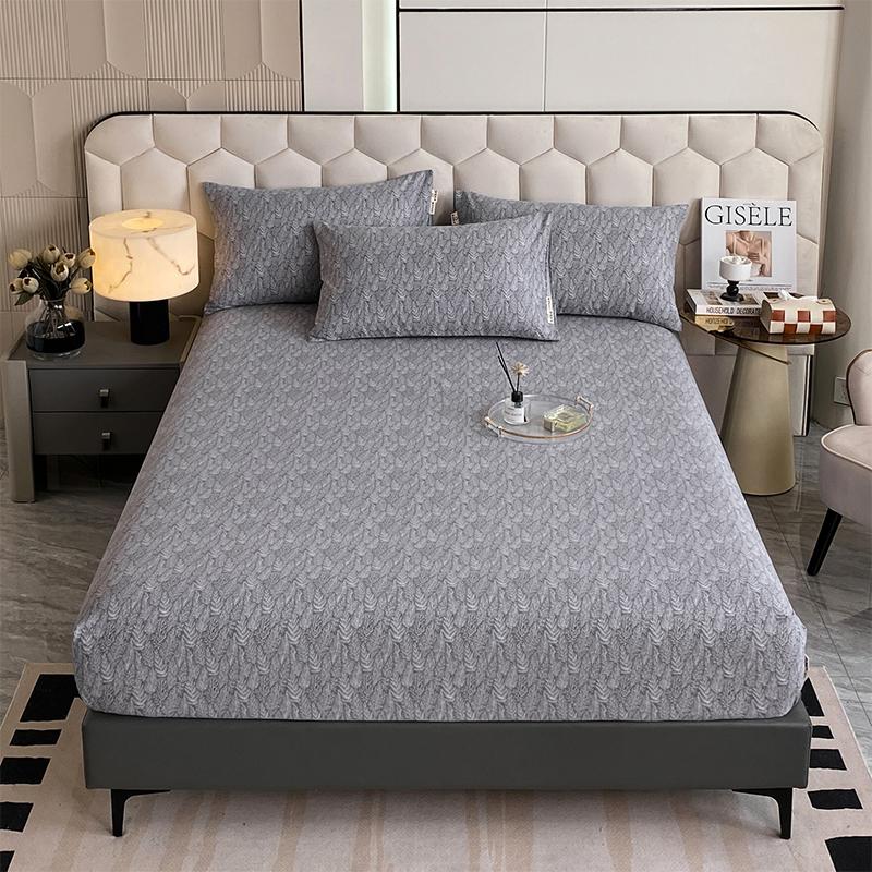 Комплект постельного белья из 3 предметов, простой, синий, в полоску, мягкий, приятный для кожи, утолщенный, 100% хлопок, эластичный, размер Queen Size