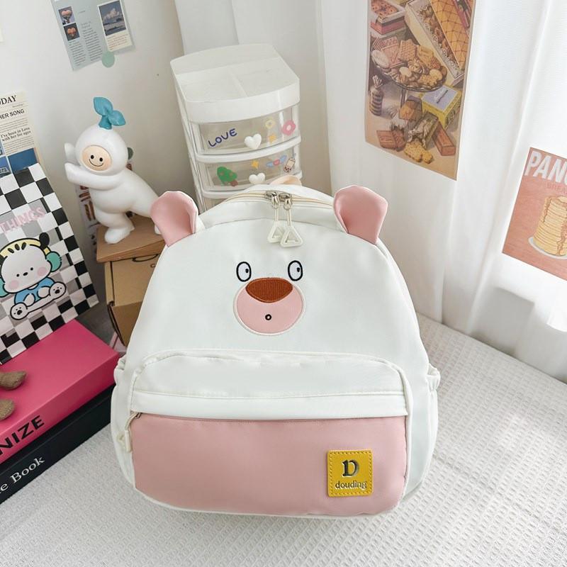 Children Bear Little Backpack Zipper Design Adjustable Shoulder Straps Schoolbag