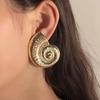 Vacation-style Retro Marine Animal Exaggerated and Versatile Metal Conch Stud Earrings Simple and Fashionable for Daily Commuters