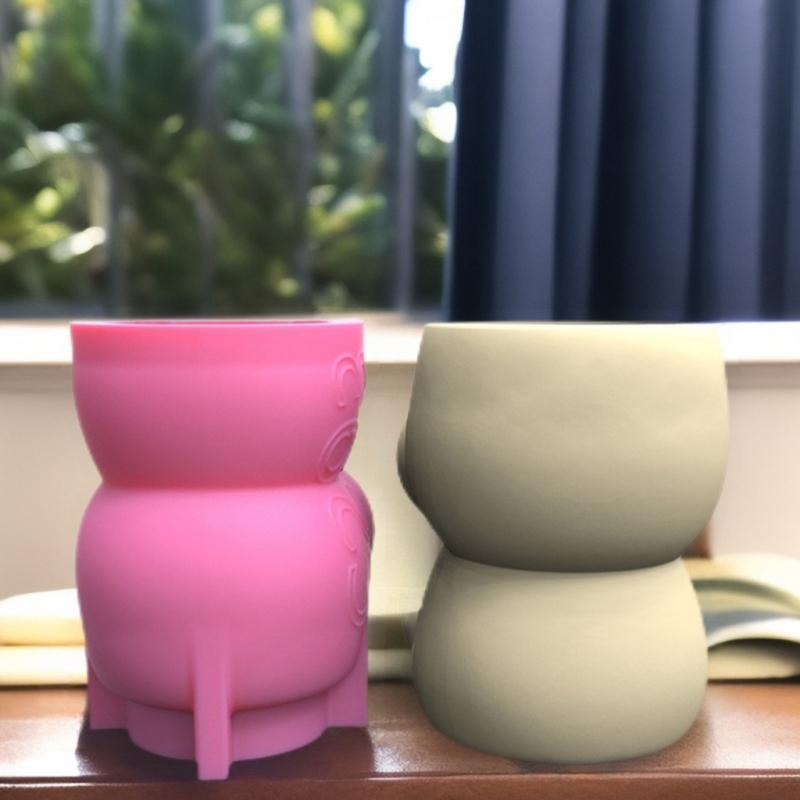 Penguin Succulent Flower Silicone Mold Concrete Candlestick Resin Mould Succulent Planter Craft Casting Tool