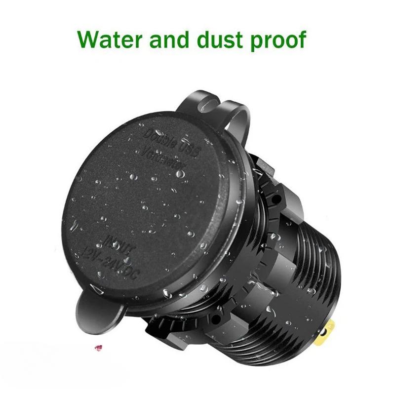 60 Вт PD Dual QC 3.0 USB зарядное устройство с цифровым вольтметром переключатель розетка адаптер питания водонепроницаемый 12 В 24 В автомобиль грузовик мотоцикл