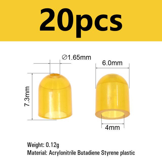 20PCS Orange Cylindrical Plastic Slide Parts Snapper Silicone Skirts and Rubber Tie Fixed Cover Sea Fishing Lure Accessories