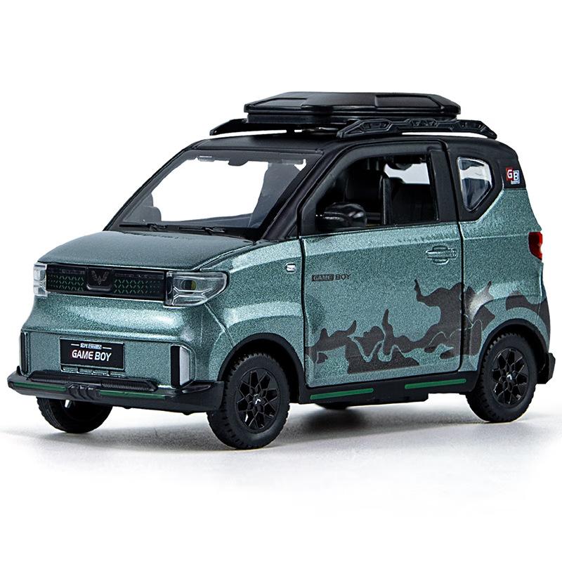 1/24 WuLing MINI EV GAME BOY Alloy Car Diecasts & Toy Vehicles Car Model Sound and Light Pull Back Car Toys for Kids Gifts