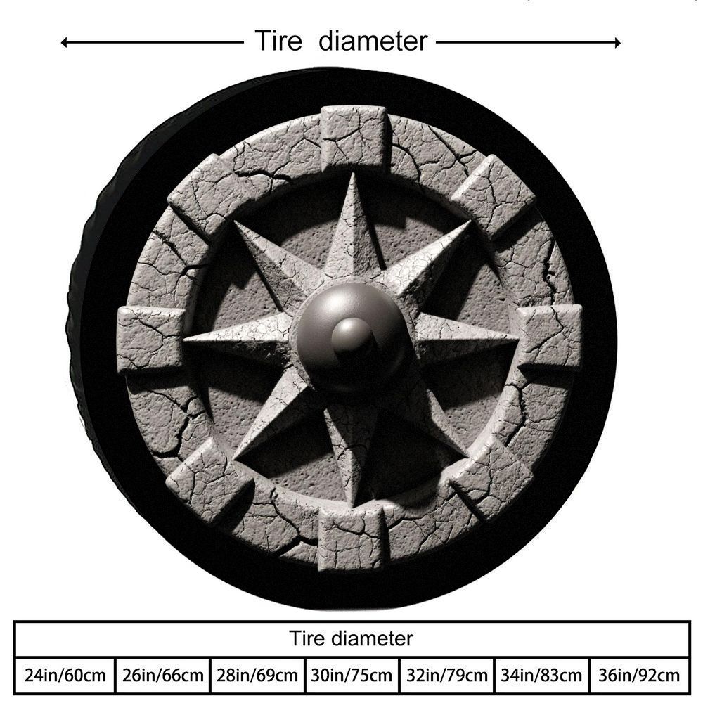 Tire Cover Retro Cracked Stone Texture Design Tire Sleeve Fiber Wear-Resistant Tire Protector Unique Starburst Center Decoration