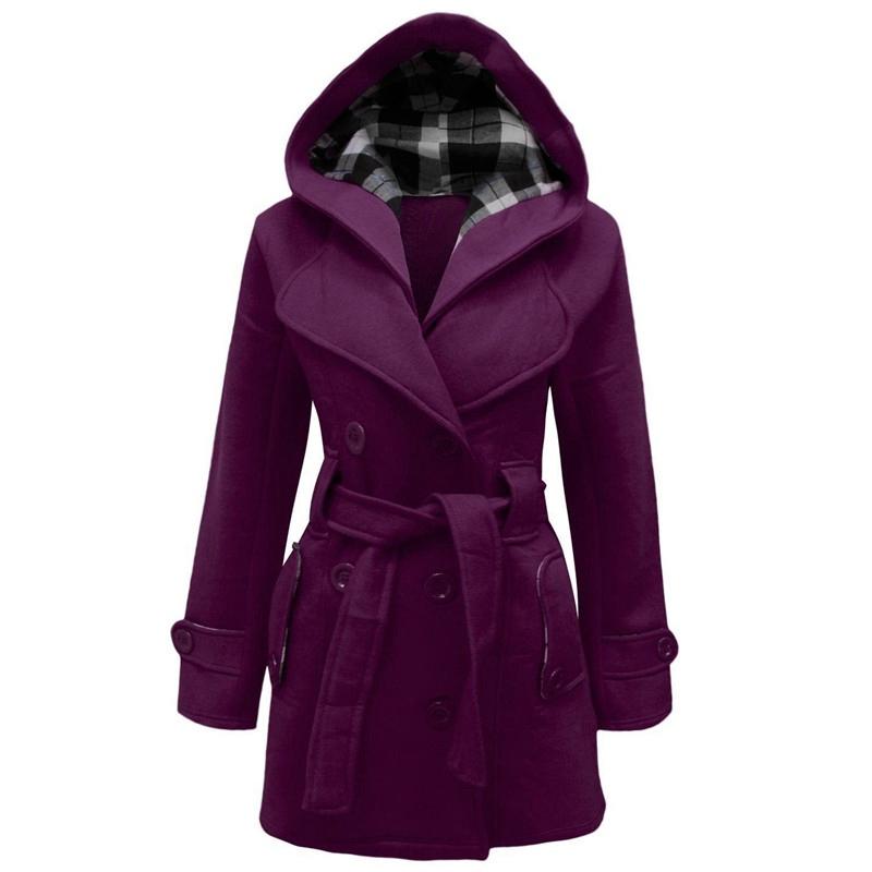 Winter Coat Ladies Girls Hooded Comfortable Warm Jacket Womens Belted Elegant Plus Size Long Sleeve