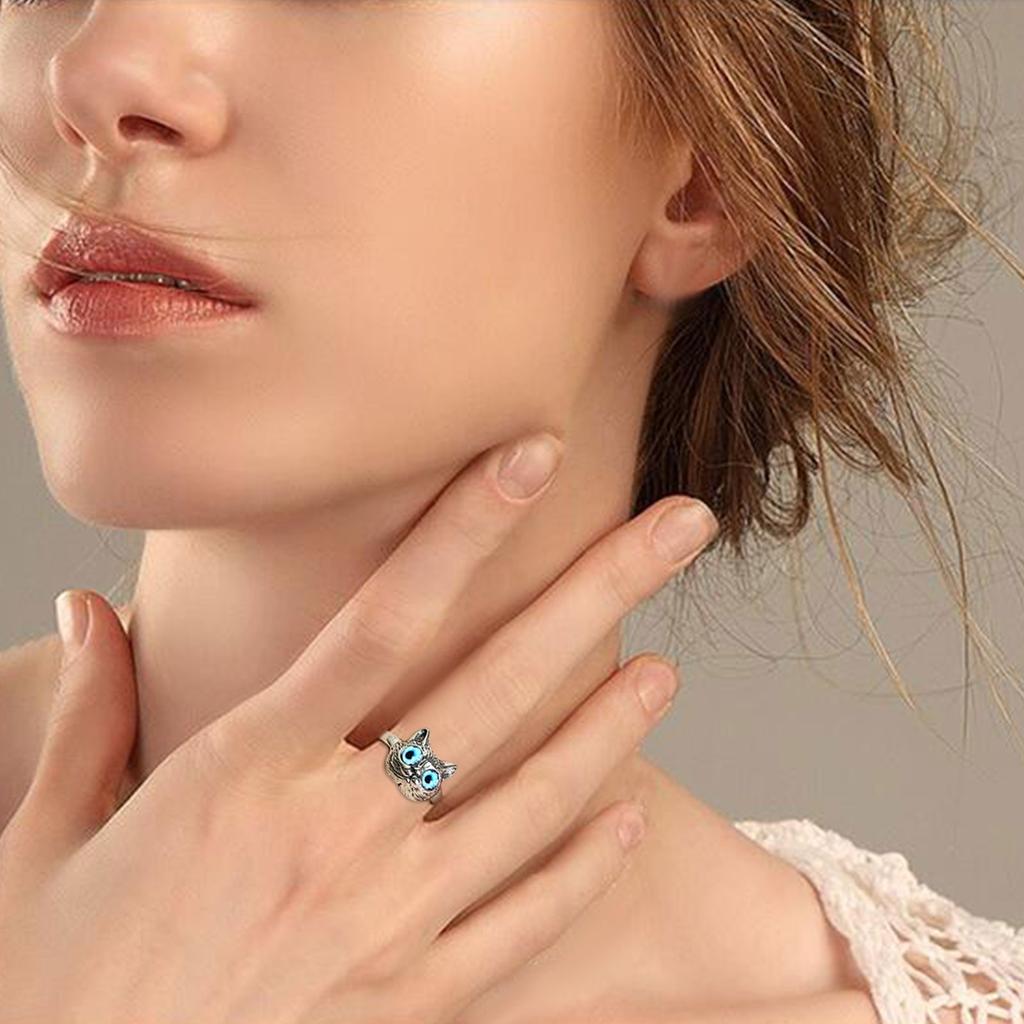 Cat Ring Gift Adjustable Ring Cat Face Ring Birthday Holiday Gift Accessories
