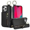 Кошелек на молнии с кольцом для карт, кожаный чехол для iPhone 16, 15, 14, 11, Pro Max, XS, XR, 7, 8, Plus, 13, 12, Mini, защитный чехол