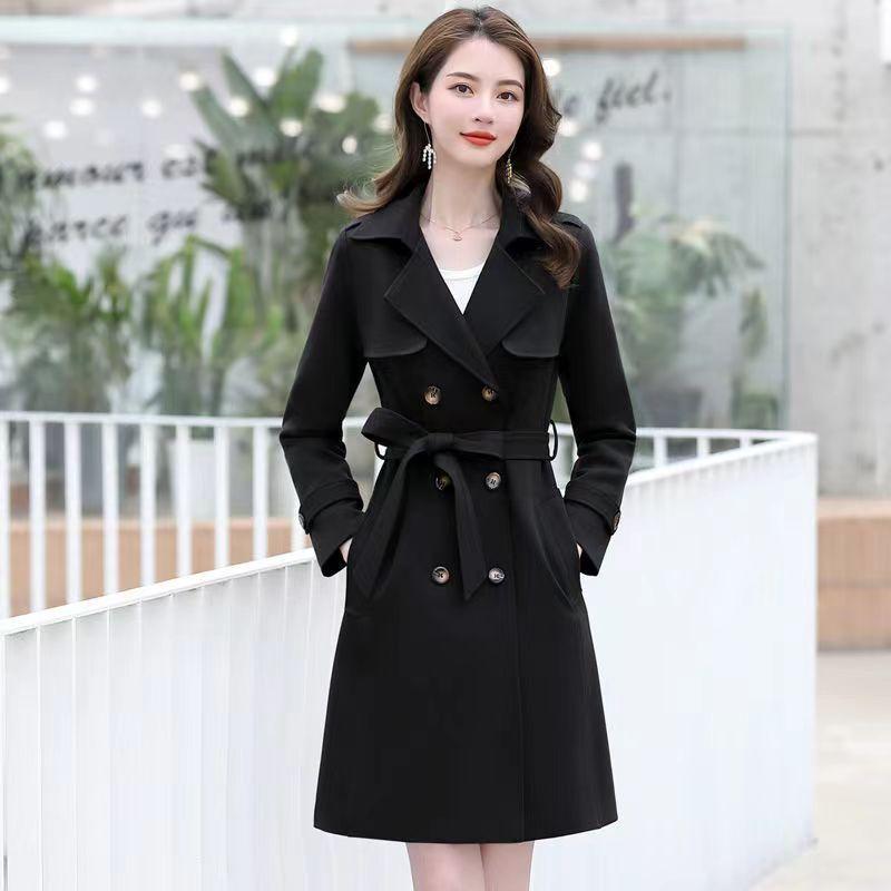 Women's Mid-length Trench Coat Female Spring and Autumn Korean Style Double-breasted Slim Fit Overoat for Women