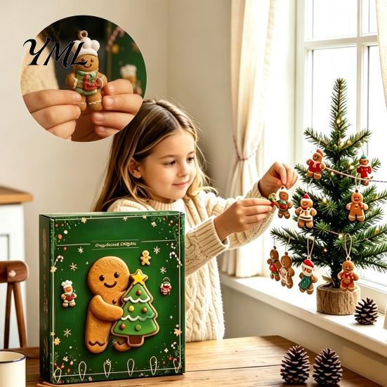 December Daily Countdown Activities 2026 Gingerbread Man Advent Calendar, 24 Day Christmas Decoration for Shelf Decor Kids Adults, Festive Holiday