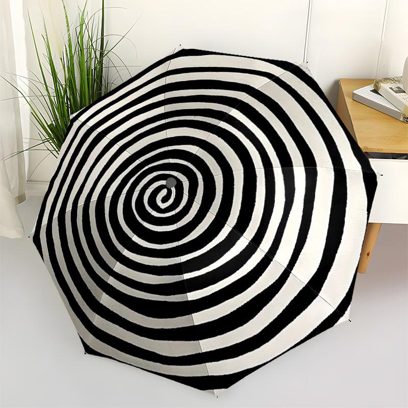 1pc Spiral Pattern Automatic Open/Close Umbrella, Windproof, Folding Compact Umbrella with Lightweight Design for Women/Men102