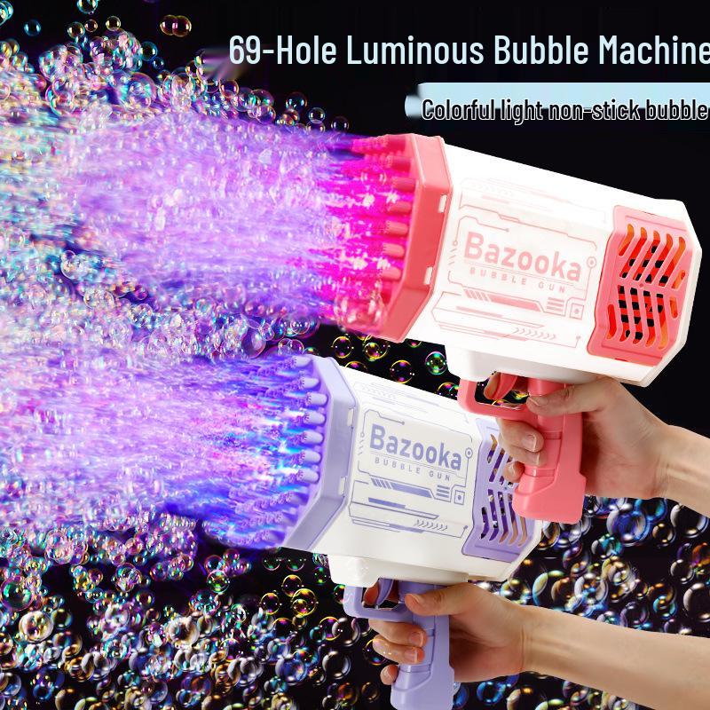 Rechargeable Gatling Bubble Gun for Kids - 69-Hole Bubble Bazooka Toy