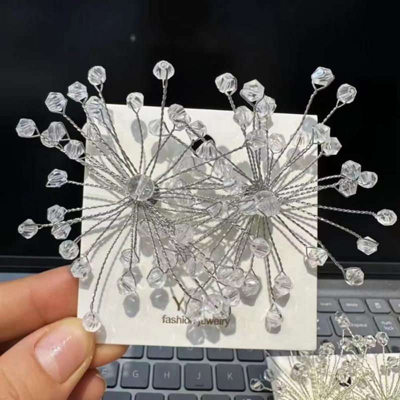 Свадебные Украшения Серьги Снежинки Женские Аксессуары Блестящие Преувеличенные Серьги-Гвоздики Серьги с Бусинами и Кристаллами Для Особых Случаев