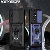 KEYSION Противоударный чехол для HONOR 200 Pro 5G Slide Push Pull Camera Защитное кольцо Подставка Чехол для телефона Huawei Honor 200 Pro